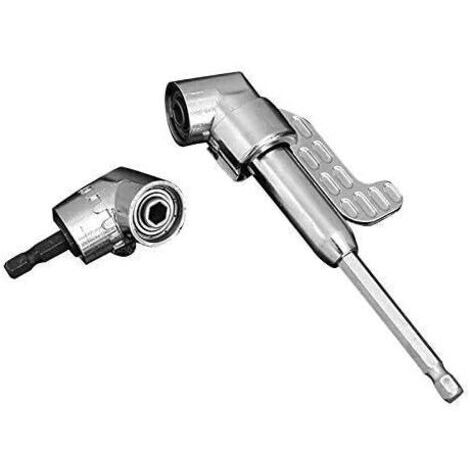 Perceuse à angle droit, 105 degrés, adaptateur de perceuse à angle droit de 6,35 mm, tige hexagonale, porte-embout à angle droit, lot de 2 (1 court et 1 long).