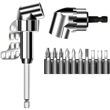 Perceuse à Angle Droit, 2pcs Angle Perceuse Foret à Angle Droit Extension Tournevis -Flexible Renvoi d'Angle Visseuse