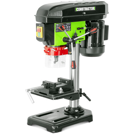 Perceuse à colonne 350W – Mandrin 13mm – 5 vitesses jusqu'à 2650 t/min – Étau inclus pour perçage précis – Table inclinable 45° – Constructor