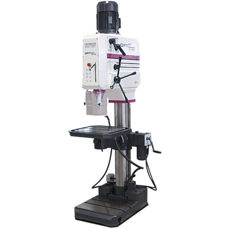 Perceuse à colonne par engrenages industrielle jusque ø 55 mm CM4 2,8 kW 400V table de travail motorisée Optidrill DH55G