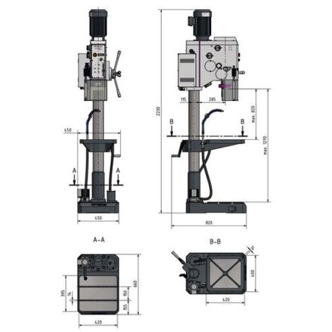 Perceuse à colonne par engrenages jusque ø 30 mm CM4 2,2 kW 400V vitesses variables avances de perçage Optidrill DH32GSV 400V