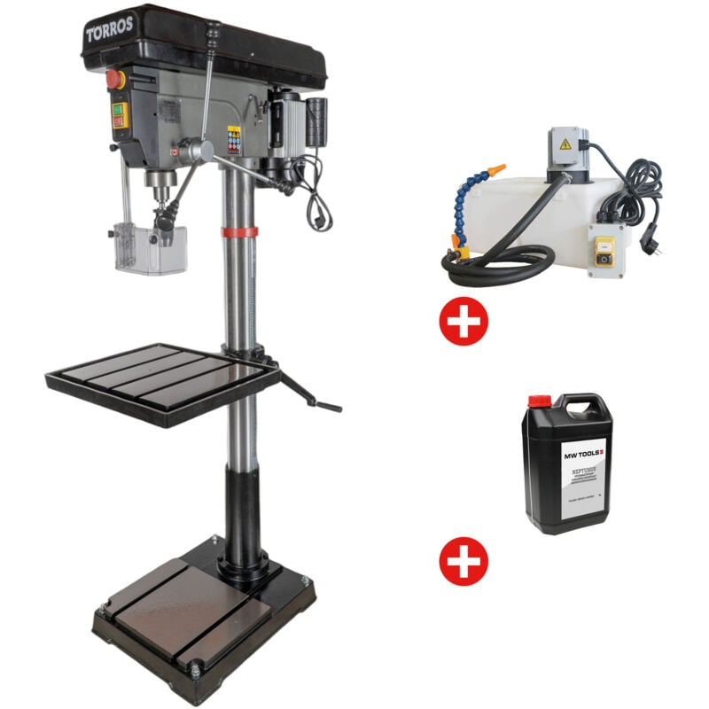 Torros - Perceuse à colonne professionnelle jusque ø 32 mm CM4 1,5 kW 230V avec système de refroidissement et bidon de 5L d'huile DF34M pack cool