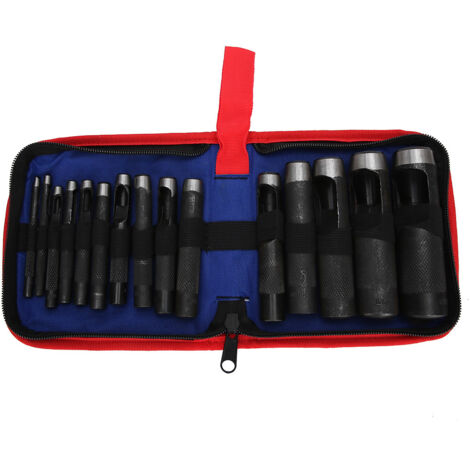 Perceuse à Cuir Set 15 Pièces (3-25mm) Outils Manuels en Acier pour Travail du Cuir