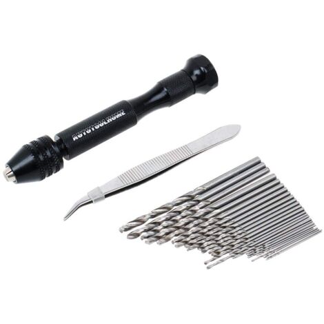 Perceuse à main à broche de précision avec jeu de 47 forets hélicoïdaux (0,5-3,0 mm) Mini outil rotatif pour perceuse à main pour PCB, métal, bois