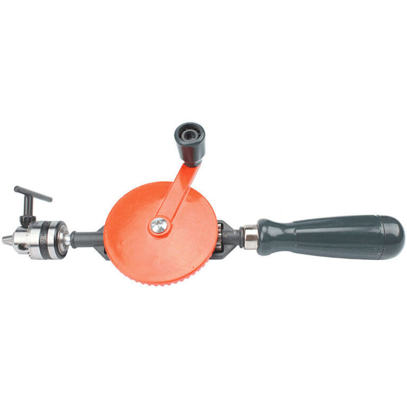 Perceuse à Main, Perceuse Manuelle à Double Pignons en Acier Moulé de 3/8 Pouces (1.5-10mm) pour Perceuse Manuelle en Plastique et en Bois, Orange