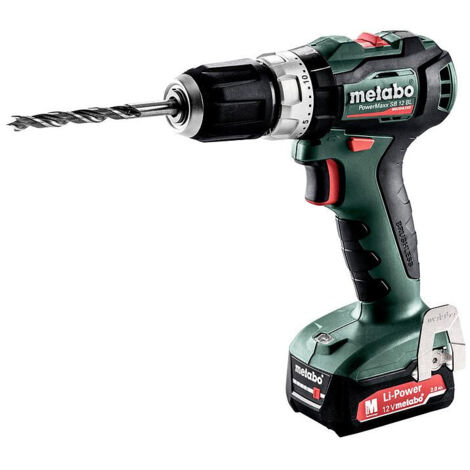 Perceuse à percussion 12V avec 2 batteries 2.0Ah – Moteur Brushless – Couple 45Nm pour maçonnerie – Coffret de transport metaBOX - SB 12 BL