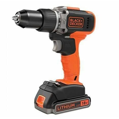 Perceuse à percussion 18V 2 Batterie Lithium 2,5 Ah BLACK+DECKER + Chargeur + Coffret de transport
