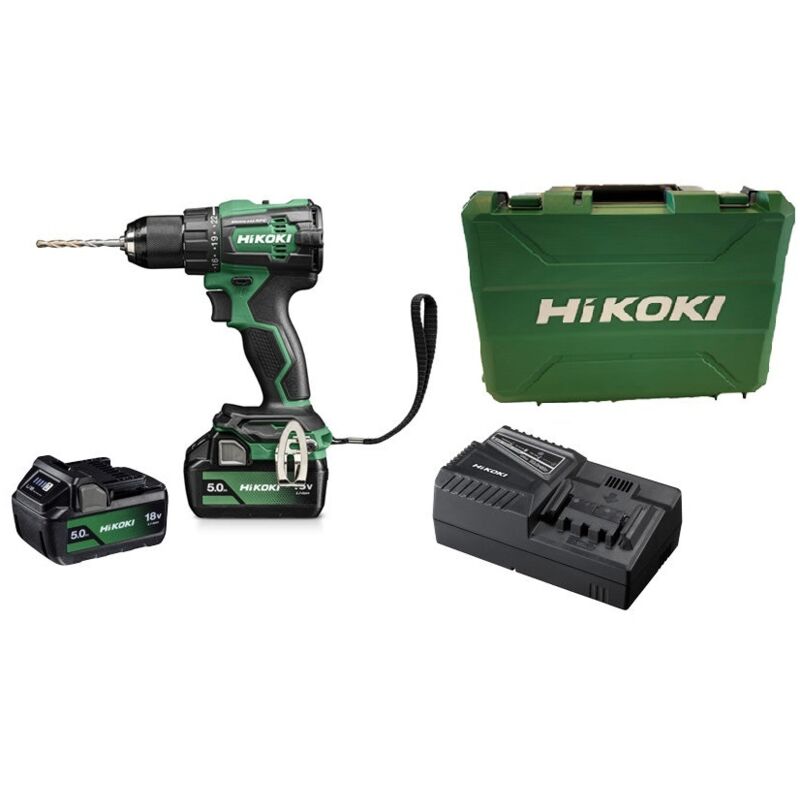 HIKOKI Perceuse &agrave; percussion 18 V 70 Nm + 2 batteries 5 Ah + chargeur + coffret  DV18DEWJZ
