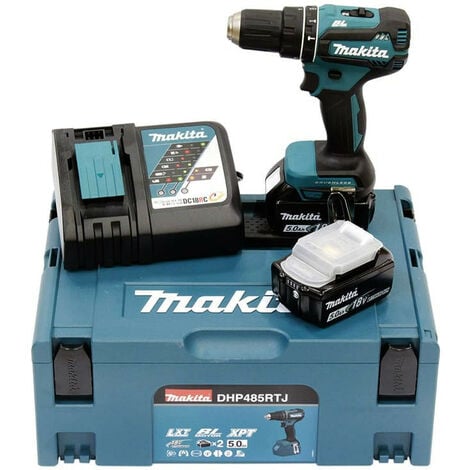 Makita 18V Perceuse visseuse à percussion DHP485RTJ / 2x batterie 5,0 Ah