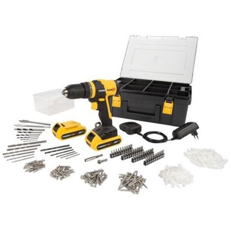 PERCEUSE À PERCUSSION 20 V / 1.5 AH + 2 BATTERIES + CHARGEUR + 362 ACCESSOIRES - POWXB10070