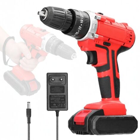 Perceuse à Percussion 21V Lithium  3-en-1 Visseuse & Perforateur  25+3 Modes – 2 Batteries