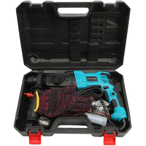 Perceuse à percussion 800 W, énergie de frappe 3 J, régime à vide 0-1 200 tr/min, avec 8 forets SDS Plus, capacité de perçage jusqu'à 26 mm, marteau de démolition, poignée anti-vibrations