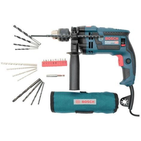 Perceuse à percussion Bosch GSB 16 RE 750 W + accessoires, + mallette X240022
