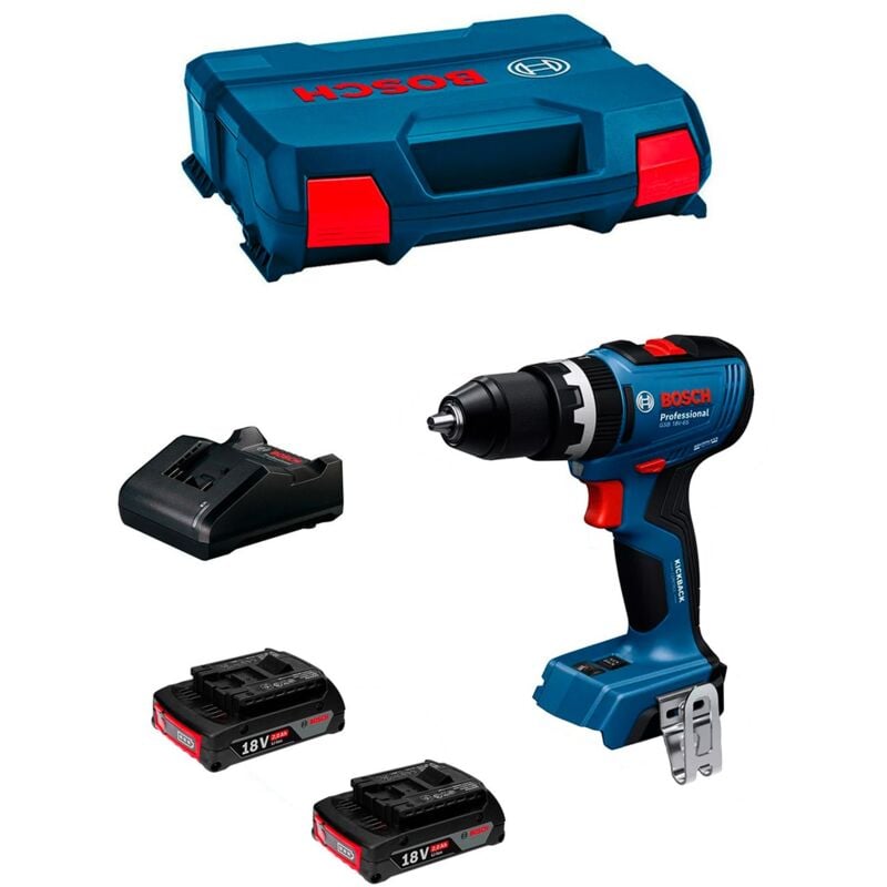 Bosch Professional - Perceuse à Percussion bosch gsb 18V-65 (2 x 2,0 Ah gal 18V-20 L-Case)
