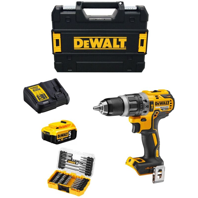Perceuse à Percussion DeWALT DCD796P1T (1 x 5,0 Ah DCB115 TSTAK II) Jeu de 40 embouts de vissage