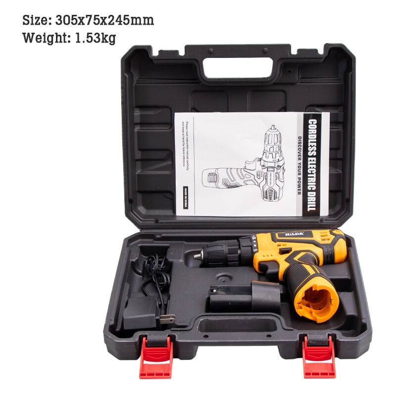 Tonchean - Perceuse à percussion domestique Rechargeable, batterie au lithium 12v, perceuse à main, jeu de tournevis électriques, Perceuse-Visseuse