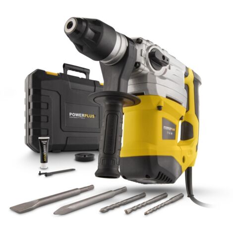 Perceuse à percussion électrique 1500W – Force de frappe 6J – SDS plus – Capacité de forage béton Ø32mm – Accessoires inclus – Powerplus - POWX1195