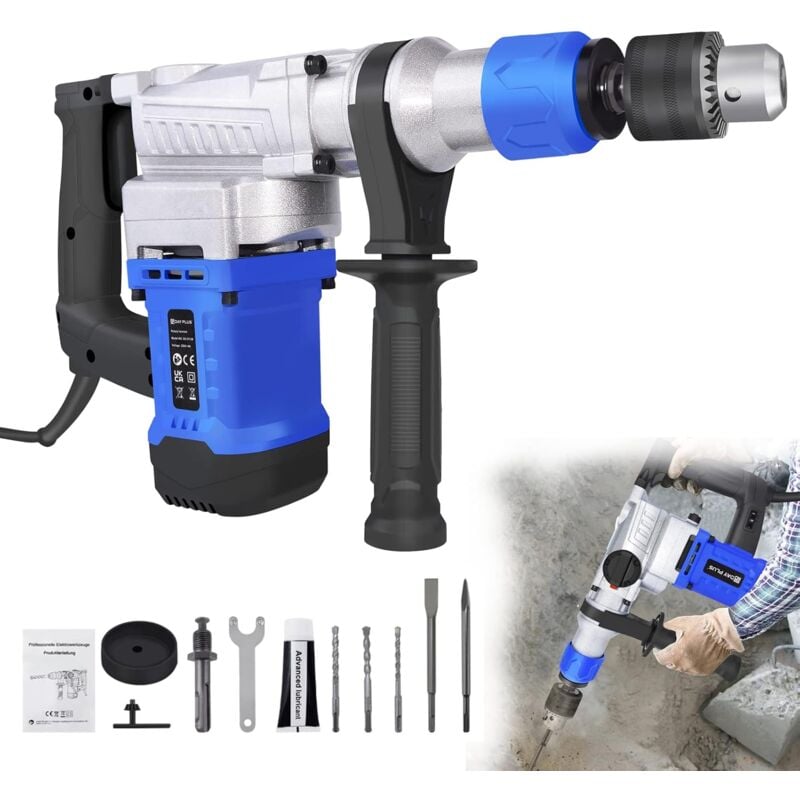 Perceuse à Percussion Électrique Filaire 1500w avec 6 Vitesses Réglables, Perceuse à Percussion Rotative VickyHome pour la Maison, Prise Souple à 360