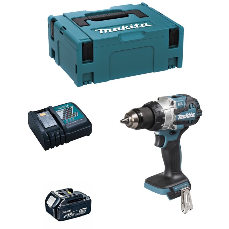 Perceuse à Percussion MAKITA DHP489RTJ1 1 x 50 Ah + DC18RC + MAKPAC 2 - vue 2
