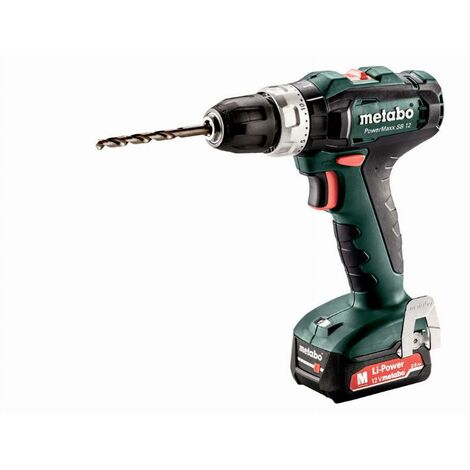 Perceuse à percussion METABO - PowerMaxx SB 12V - 2 x 2,0 Ah Li-Power, SC 30, coffret - 601076500