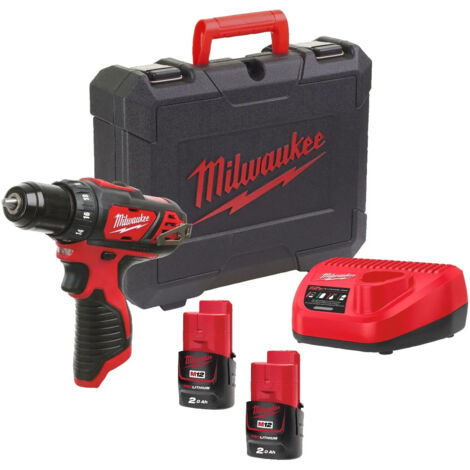 Perceuse à percussion MILWAUKEE 12V 2 vitesses 2Ah li-ion 30nm + 2 batteries m12 BPD-202C - 4933441940