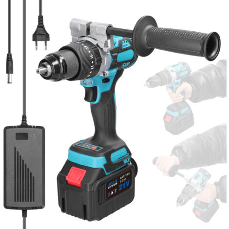 Perceuse à percussion multifonction 3 en 1 pour la maison, 13 mm, 21 V, 120 Nm, mini-visseuse électrique, 20+1 vitesses de couple réglables.
