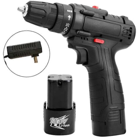 Perceuse à percussion sans fil 18V, sans balai, puissante, visseuse électrique rechargeable à batterie lithium, avec lampe LED intégrée - 1 batterie + 1 chargeur (modèle US)