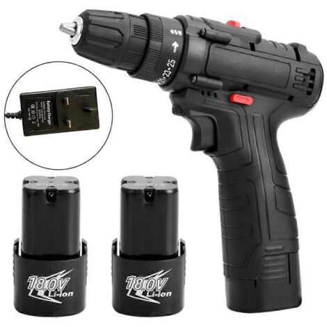Perceuse à percussion sans fil 18V sans balai, visseuse électrique puissante avec batterie lithium-ion rechargeable, éclairage LED intégré, deux batteries et chargeur inclus - outil électrique profess