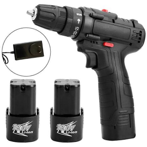 Perceuse à percussion sans fil 18V, visseuse électrique puissante sans balais, batterie lithium rechargeable, outil avec éclairage LED intégré - AU - Deux batteries et un chargeur.