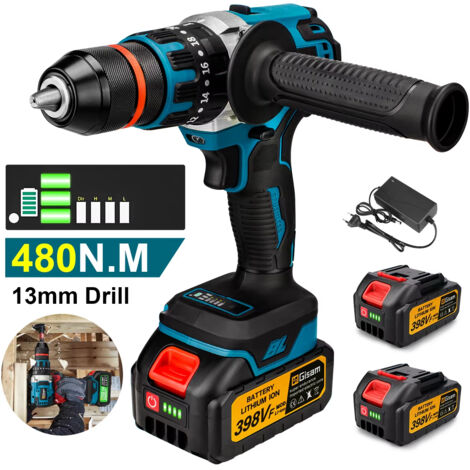Perceuse à percussion sans fil 480 N·m Makita 18V brushless – perceuse électrique 13 mm, outil DIY avec 2 batteries