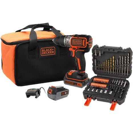 BLACK & DECKER Perceuse à percussion sans fil BLACK + DECKER 18V - 2 batteries 18V 1x2.5Ah 1x4Ah - chargeur - sac - BL188ME2SA-QW