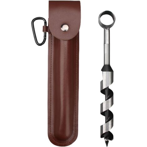 Perceuse à tarière Manuelle, Conception vis autotaraudeuses Outil tarière Survie Perceuse Main pour Le Travail du Bois Foret Jardin Outil Survie des colons avec étui en Cuir