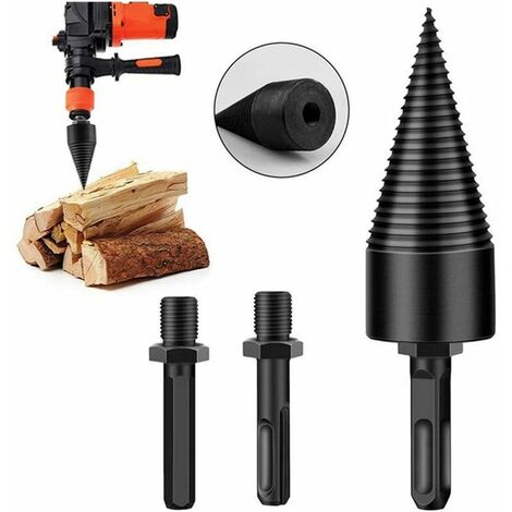 Perceuse conique à bois à haut rendement, perceuse à bois pour fendre, chauffer et couper le bois, perceuse électrique à hachette domestique (foret 32 ​​mm + 3 dents)