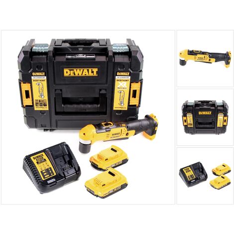 Perceuse d'angle sans fil Dewalt DCD 740 D2 18 V 33 Nm + 2 batteries 2,0 Ah + chargeur rapide + TSTAK