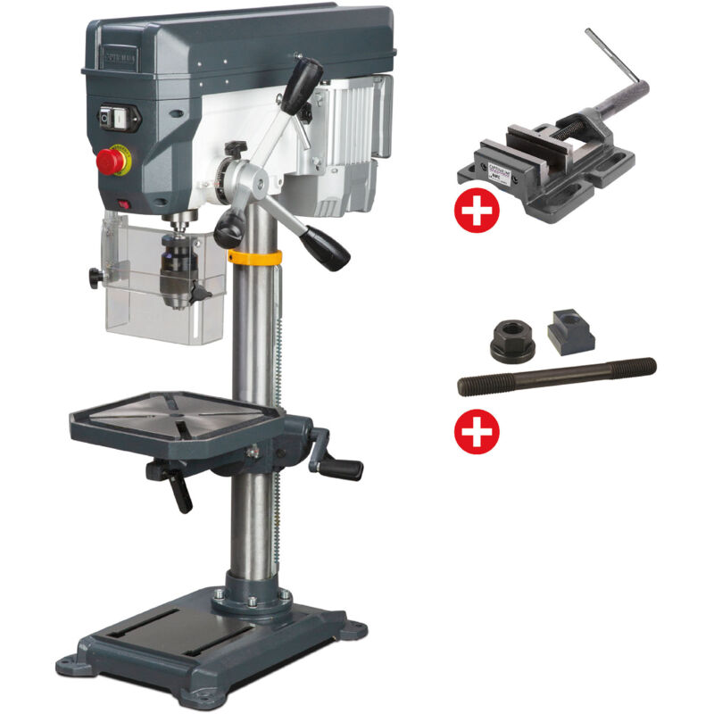 Perceuse d'établi jusque ø 20 mm raccord CM2 550W 230V 12 vitesses + étau de perçage + jeu de boulons Optidrill DQ22 230V PACK