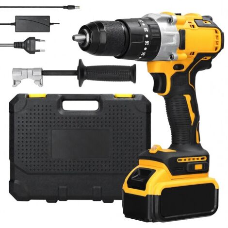 Perceuse électrique multifonctionnelle 21 V 80 Nm, 2 vitesses, 3 modes, vitesse réglable, sens rotation ajustable, 20 niveaux couple, visseuse lithium