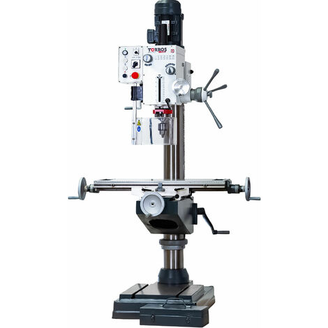 Perceuse-fraiseuse à colonne par engrenages avec table croisée ø32 mm 400v Torros PF40C 400V