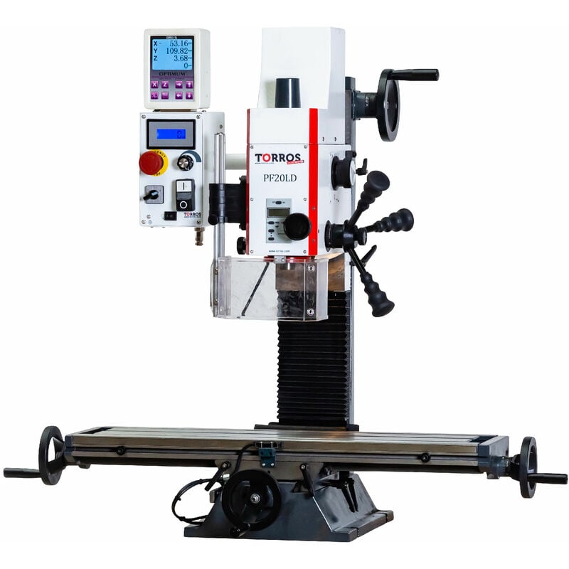 Torros - Perceuse-fraiseuse x 480 y 175 mm z 280 mm CM2/M10 0,85 kW 230V table longue affichage digital PF20LD vario