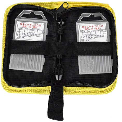 Perceuse Manuelle à Rotation Miniature Noire avec 20 Mèches - Outil de Perforation Portable