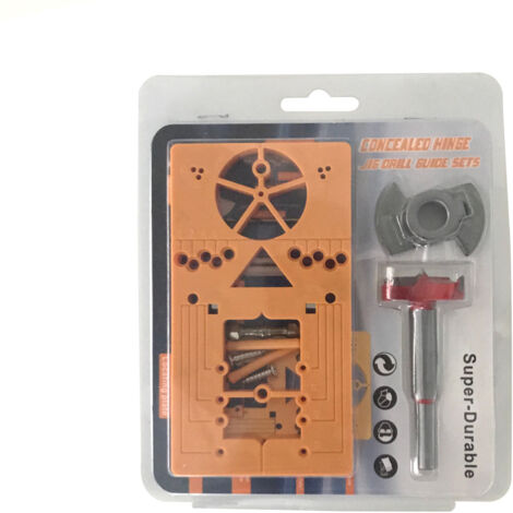 Perceuse multifonctionnelle pour charnières, gabarit de positionnement pour charnières de porte, perceuse, plaque auxiliaire de perçage et d'installation de charnières, plaque auxiliaire + jeu de fore