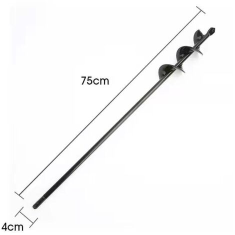 Perceuse, perceuse de sol pour l'installation de clôtures, perceuse à main, petite perceuse à barre de torsion, accessoires de jardin, ameublissement de plantation de fleurs (noir - diamètre 4 cm x lo