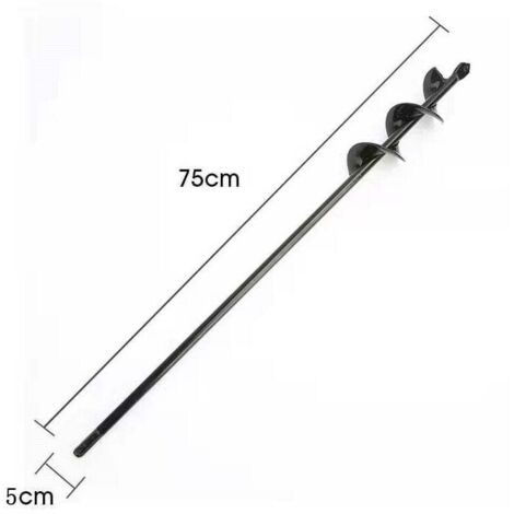 Perceuse, perceuse de sol pour l'installation de clôtures, perceuse à main, petite perceuse à barre de torsion, accessoires de jardin, ameublissement de plantation de fleurs (noir - diamètre 5 cm x lo