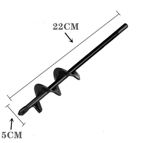 Perceuse, perceuse de sol pour l'installation de clôtures, perceuse à main, petite perceuse à barre de torsion, accessoires de jardin, ameublissement de plantation de fleurs (noir - diamètre 5 cm x lo