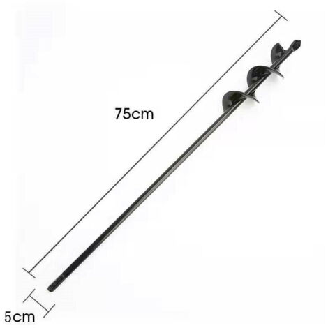 Perceuse, perceuse de sol pour l'installation de clôtures, perceuse à main, petite perceuse à barre de torsion, accessoires de jardin, ameublissement de plantation de fleurs (noir - diamètre 5 cm x lo