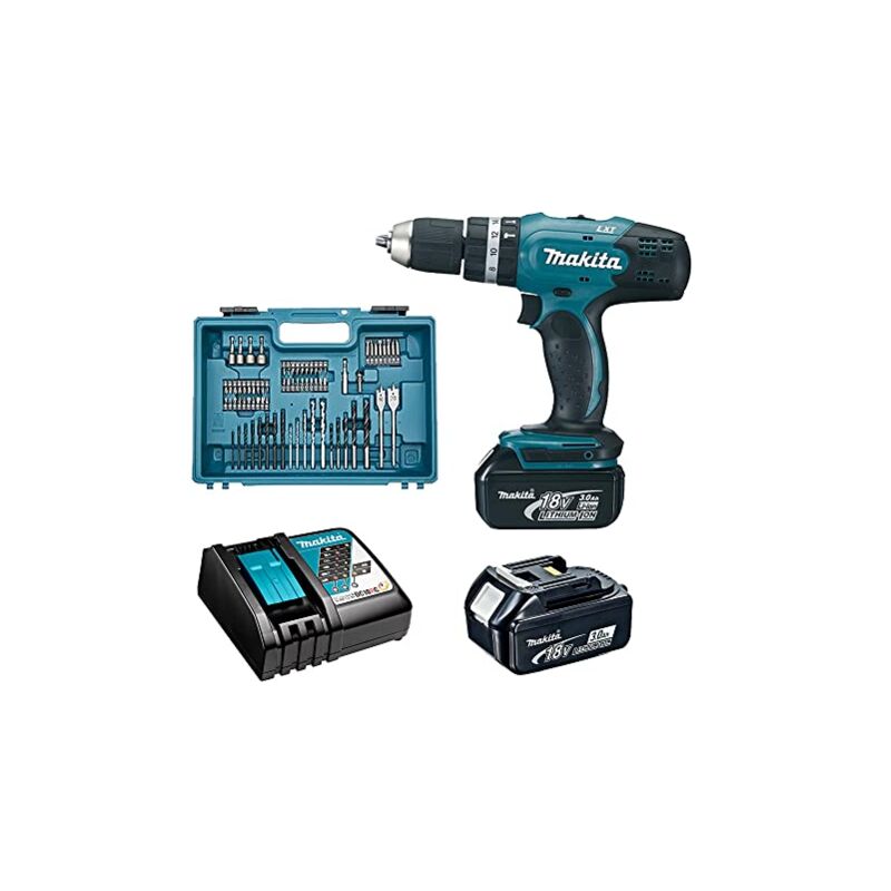 DHP453RFX4 Perceuse Percussion Batterie 18V 42Nm 2x3.0Ah 74 Accessoires - Makita