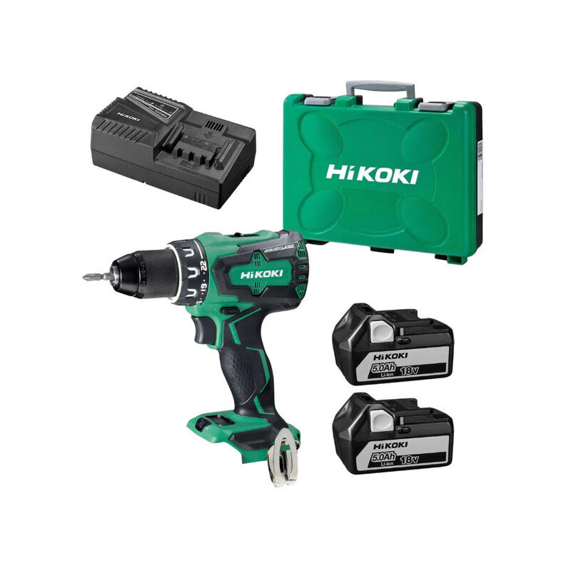 Perceuse à percussion 18V Hikoki avec 2 batteries 18V 5.0Ah BSL1850MA + chargeur + coffret - DV18DEWJZ