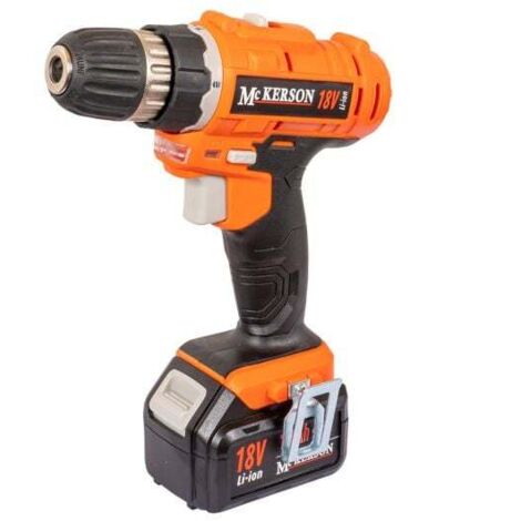 Perceuse sans fil 18V 1,5Ah Li-ion vitesse variable mandrin auto-serrant et mallette plastique McKERSON