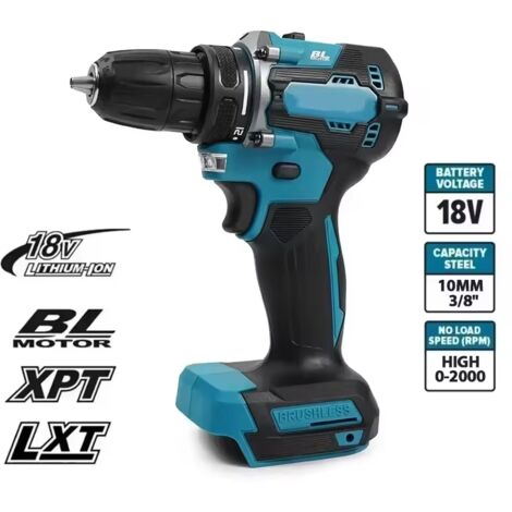 Perceuse sans fil 18V – Moteur Brushless – Couple 50Nm pour travaux rénovation – Compatible batteries Makita 18V
