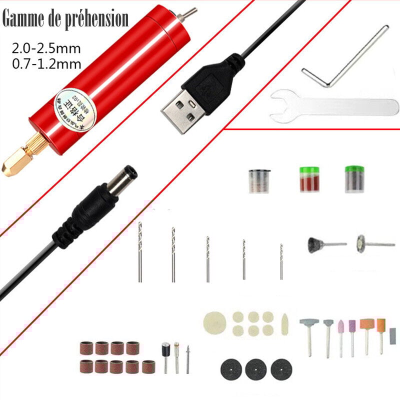 Crea - Perceuse sans fil, perceuse électrique à main rechargeable - Perceuses pour modèles miniatures, fabrication de bijoux, résine, bois,
