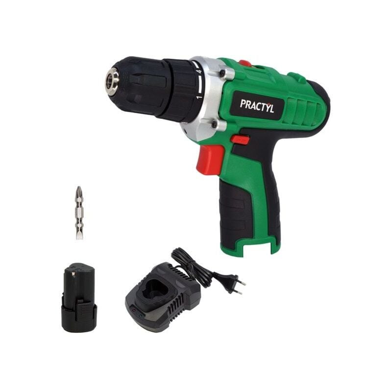 Perceuse sans fil PRACTYL 12 V 2.0 Ah, 1 batterie + chargeur